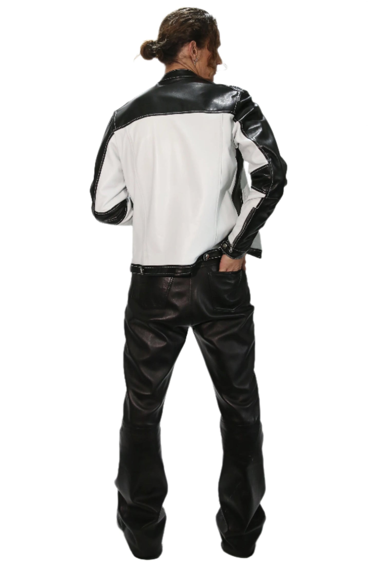 BLACK ITALIAN LAMB LEATHER BOOTCUT PANTS