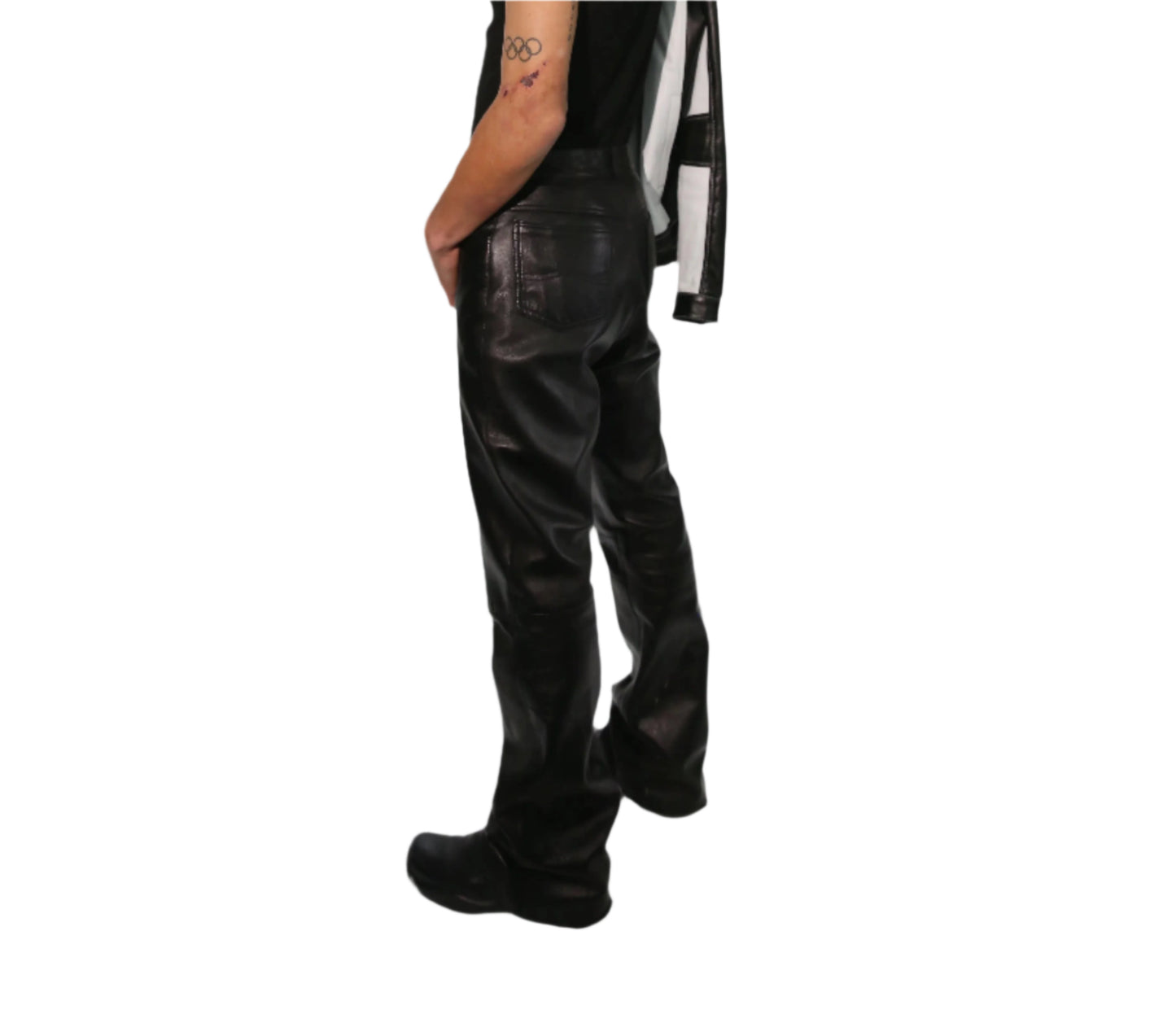 BLACK ITALIAN LAMB LEATHER BOOTCUT PANTS