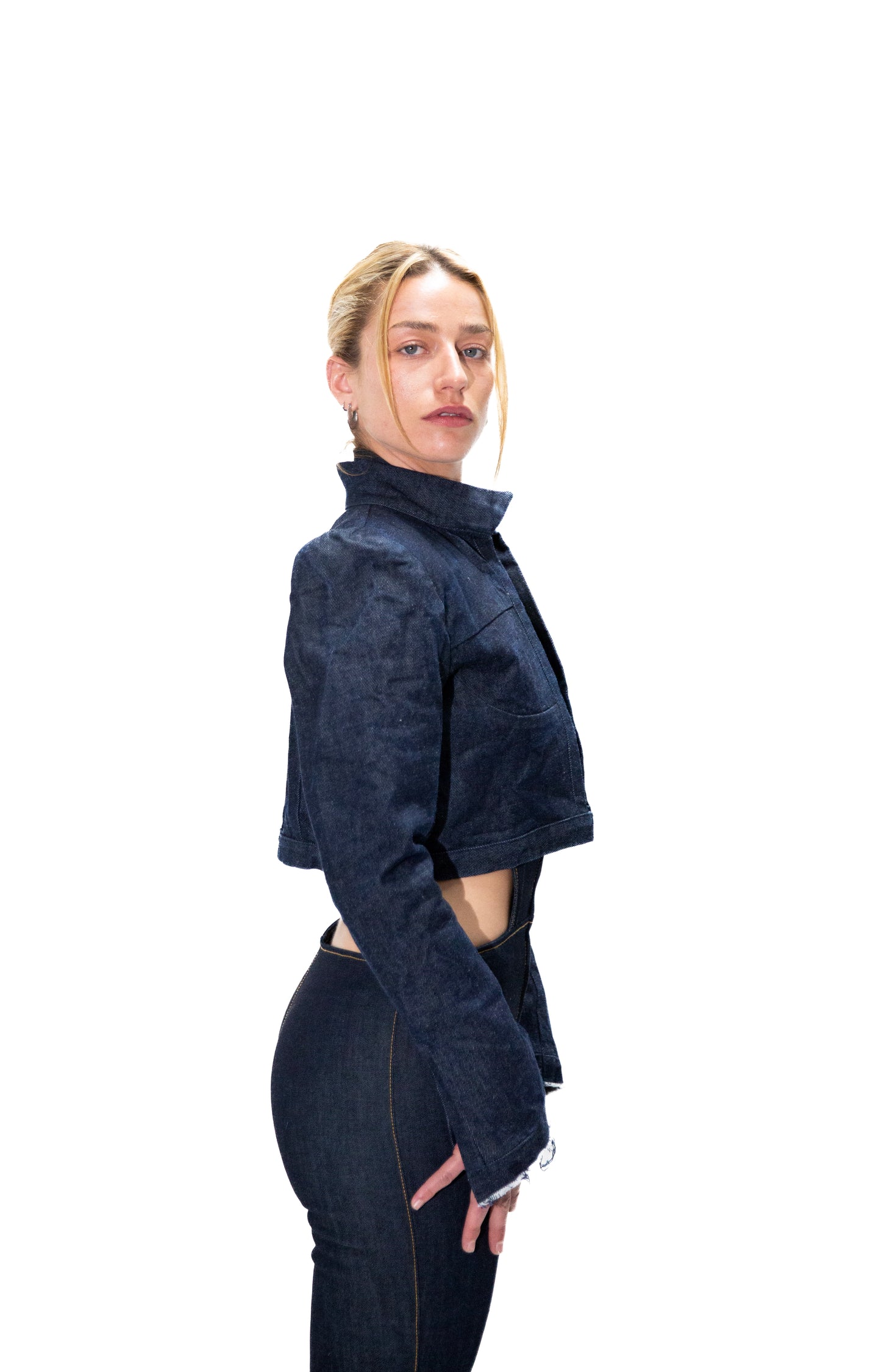 DENIM JACKET WITH RAW EDGE DETAIL