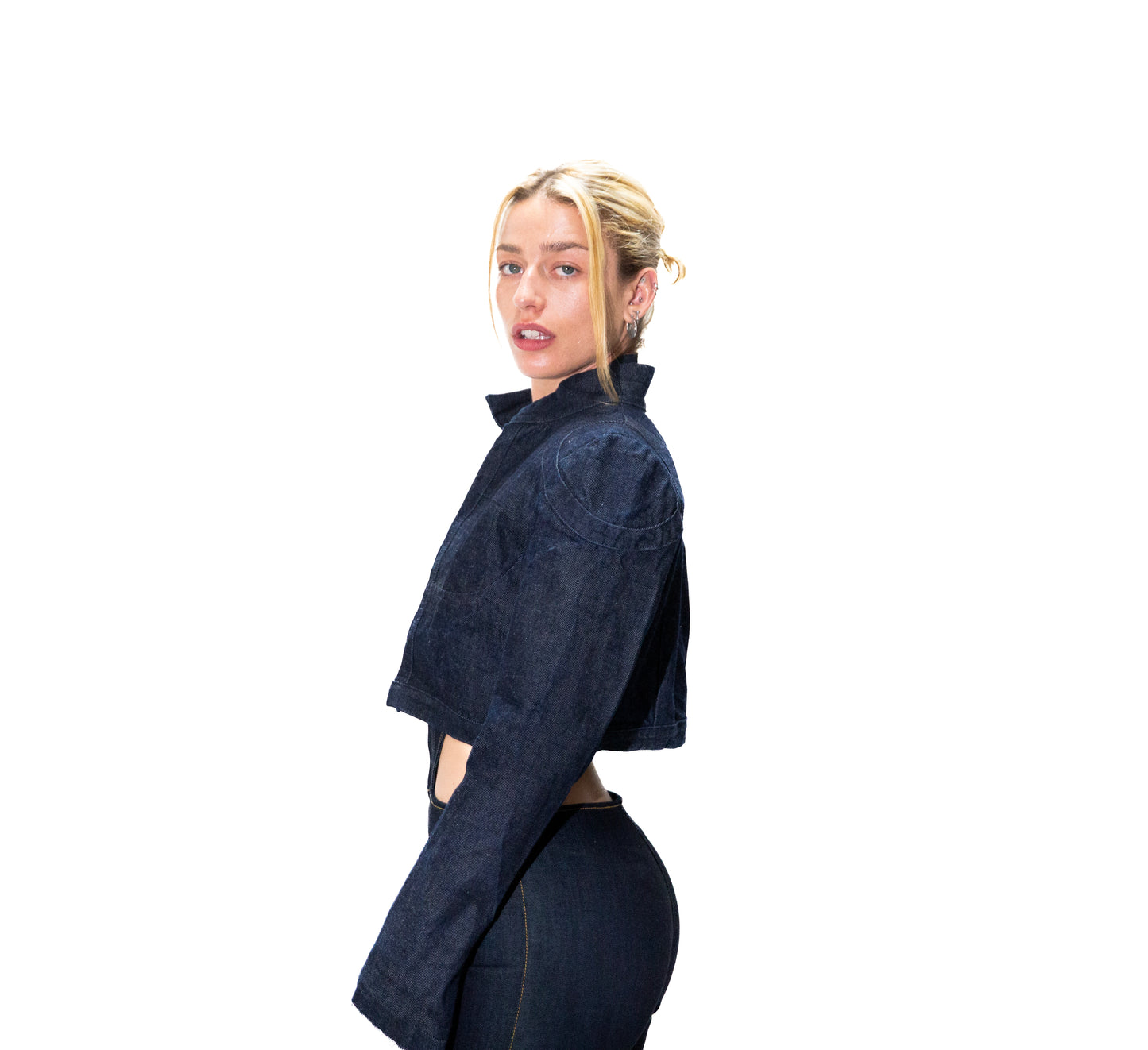 DENIM JACKET WITH RAW EDGE DETAIL