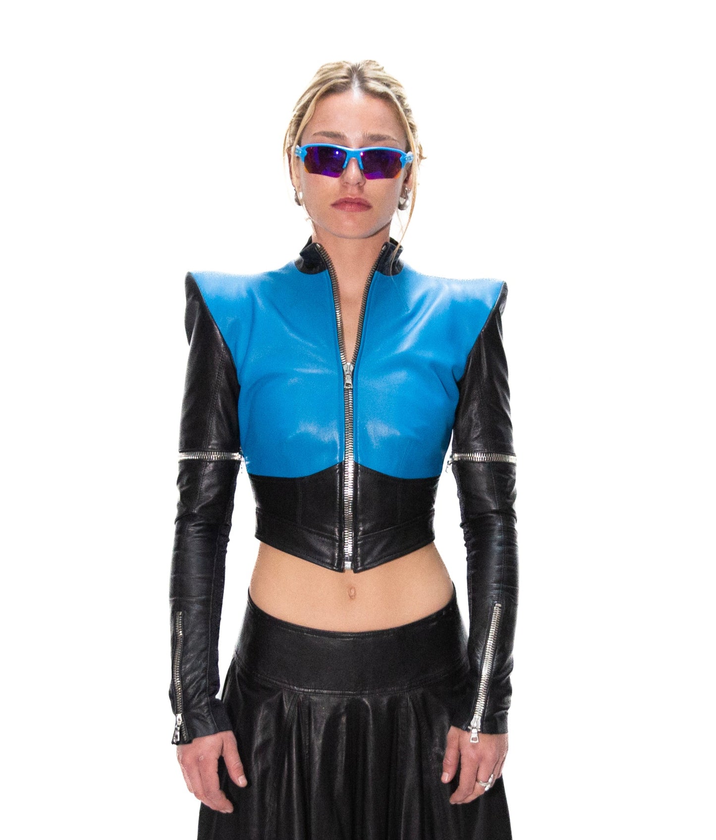 BLACK & BLUE ITALIAN LAMB LEATHER JACKET