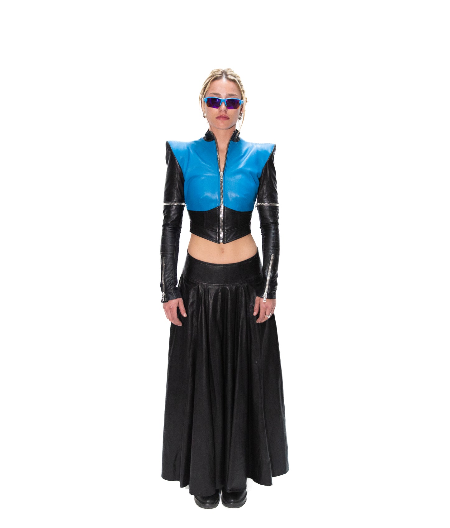 LOW-RISE FULL CIRCLE COWHIDE SKIRT