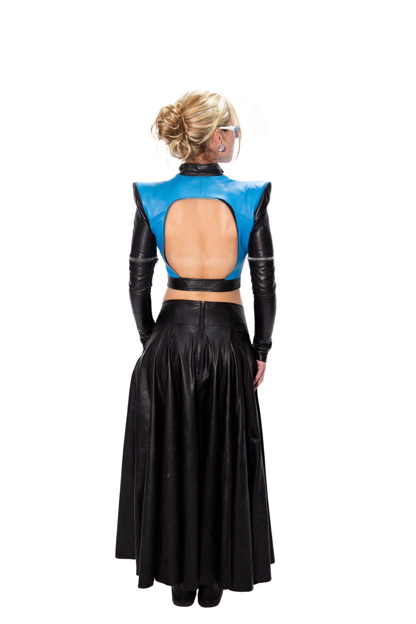 LOW-RISE FULL CIRCLE COWHIDE SKIRT