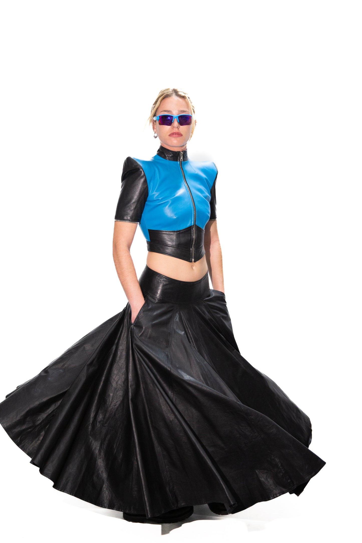 LOW-RISE FULL CIRCLE COWHIDE SKIRT