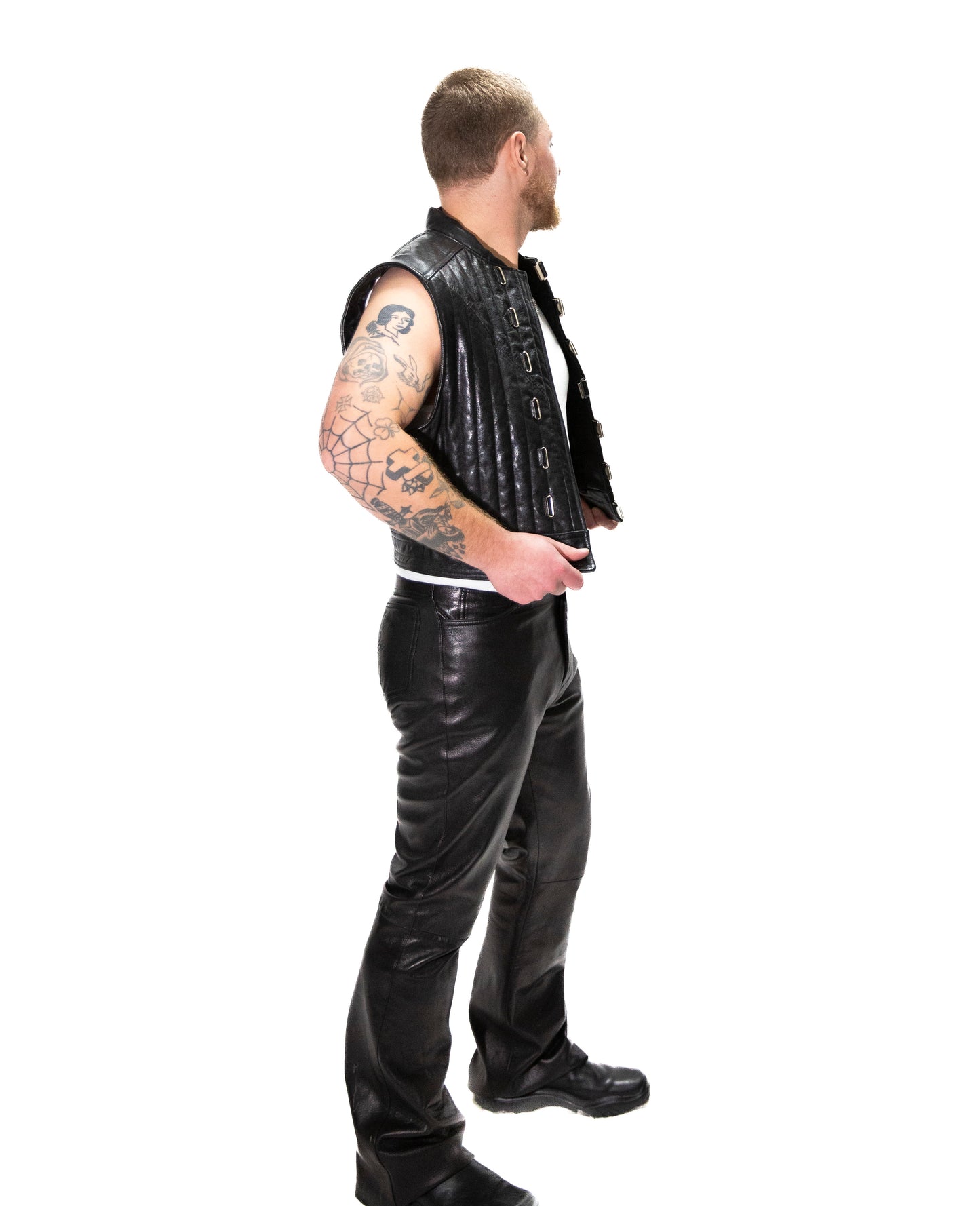 BLACK ITALIAN LAMB LEATHER BOOTCUT PANTS