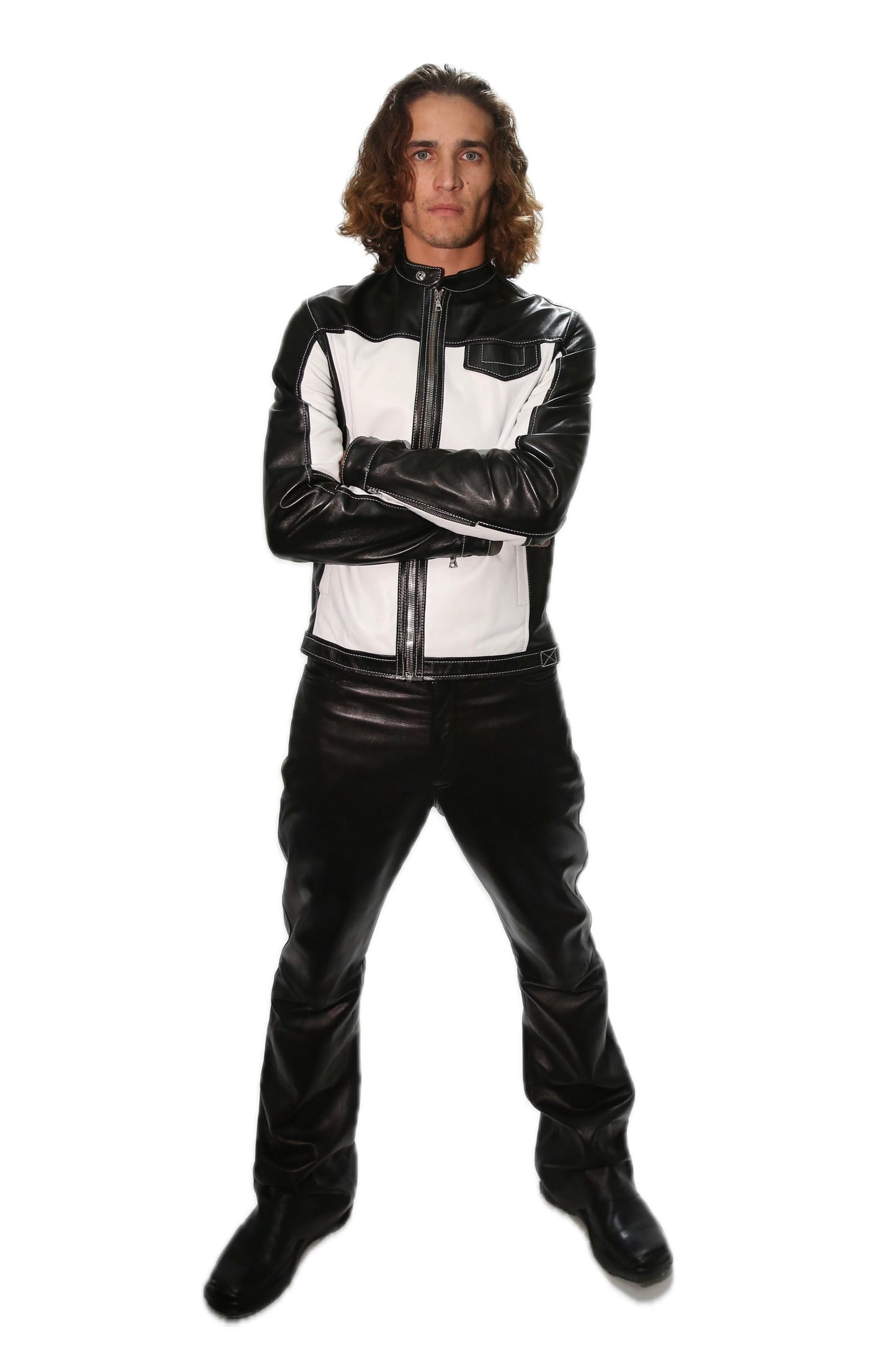 BLACK ITALIAN LAMB LEATHER BOOTCUT PANTS