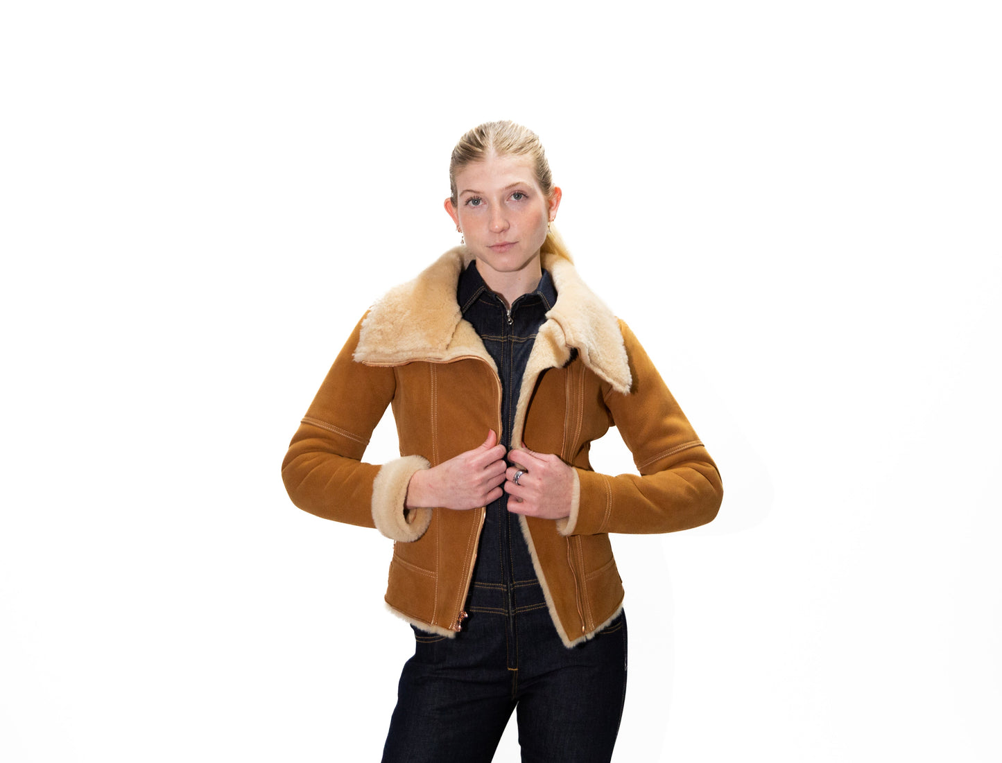 TOBACCO SHEARLING JACKET